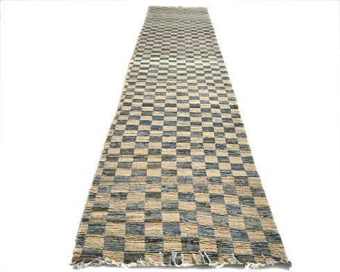 16 Feet Moroccan Multicolor Hand Woven Wool Runner Rug